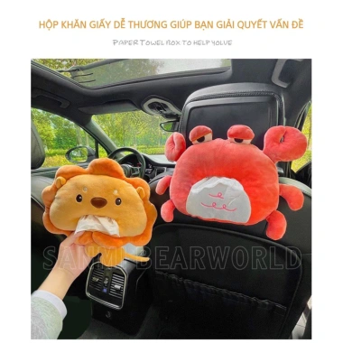 Hộp Đựng Khăn Giấy Hình Gấu Bông - Treo Trong Xe Ô Tô, Tiện Lợi, Giá 50.000 VND 3