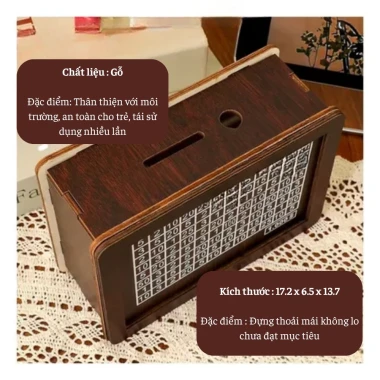 Hộp gỗ tiết kiệm tiền hàng ngày tặng thẻ mục tiêu và kèm bút giúp tiết kiệm dễ dàng hơn 2