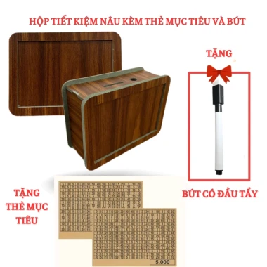 Hộp gỗ tiết kiệm tiền hàng ngày tặng thẻ mục tiêu và kèm bút giúp tiết kiệm dễ dàng hơn 3