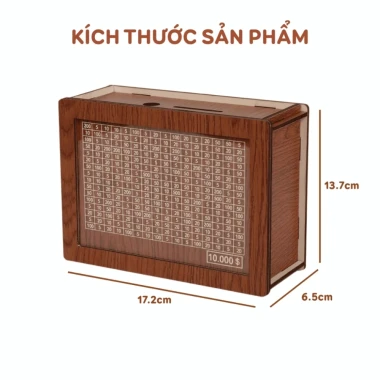 Hộp gỗ tiết kiệm tiền hàng ngày tặng thẻ mục tiêu và kèm bút giúp tiết kiệm dễ dàng hơn 5