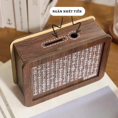 Hộp gỗ tiết kiệm tiền hàng ngày tặng thẻ mục tiêu và kèm bút giúp tiết kiệm dễ dàng hơn 6