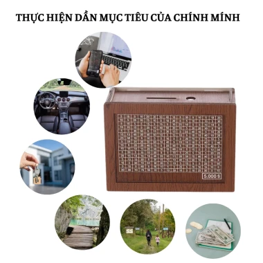 Hộp gỗ tiết kiệm tiền hàng ngày tặng thẻ mục tiêu và kèm bút giúp tiết kiệm dễ dàng hơn 8