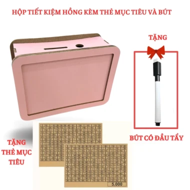 Hộp gỗ tiết kiệm tiền hàng ngày tặng thẻ mục tiêu và kèm bút giúp tiết kiệm dễ dàng hơn 10