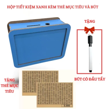 Hộp gỗ tiết kiệm tiền hàng ngày tặng thẻ mục tiêu và kèm bút giúp tiết kiệm dễ dàng hơn 11