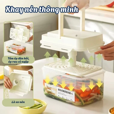 Hộp Muối Dưa Cà Thông Minh Có Nén, Hộp Ngâm Rau Củ Muối Chua, Hộp Đựng Thực Phẩm Nhà Bếp Tiện Lợi 2