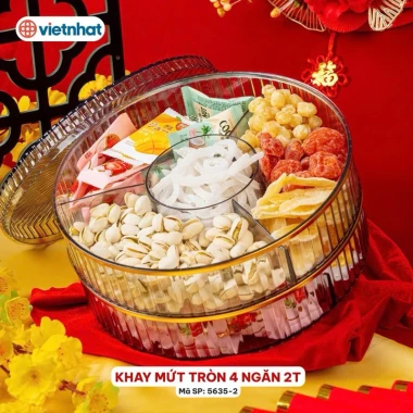 Hộp Mứt Tết Trong Suốt 2 Tầng 1 Tầng, Khay Đựng Bánh Kẹo Mẫu Mới 2.026 Giá 120.000 VND