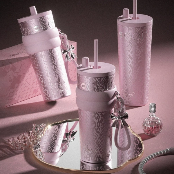 Hình ảnh sản phẩm [Hộp Quà Hỏa Tốc] Bình giữ nhiệt Queen inox 316L Phủ Sứ dung tích 710ml, Fan House ly giữ nhiệt
