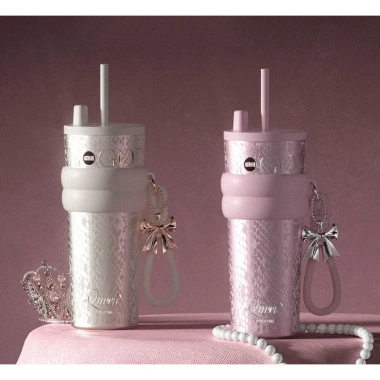 [Hộp Quà Hỏa Tốc] Bình giữ nhiệt Queen inox 316L Phủ Sứ dung tích 710ml, Fan House ly giữ nhiệt 3