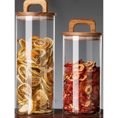 Hũ Thuỷ Tinh Nắp Kín Có Tay Cầm, Lọ Thuỷ Tinh Nắp Gỗ Borosilicate Chịu Nhiệt, Không Chứa Chì Cao Cấp 5