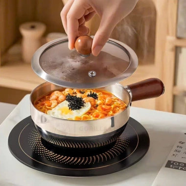 Inox 304 Nồi mini 14cm Gorilla Chef Nấu mì, trứng, cháo, sữa Giá 75,000