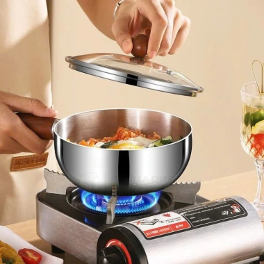 Inox 304 Nồi mini 14cm Gorilla Chef Nấu mì, trứng, cháo, sữa Giá 75,000