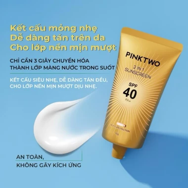 Kem Chống Nắng 2in1 Pinktwo SPF40 PA+ Bảo Vệ Da Toàn Diện, Dưỡng Da, Dịu Nhẹ Không Nhờn Rít 2 Kem Chống Nắng 2in1 Pinktwo SPF40 PA+ Bảo Vệ Da Toàn Diện, Dưỡng Da, Dịu Nhẹ Không Nhờn Rít 2