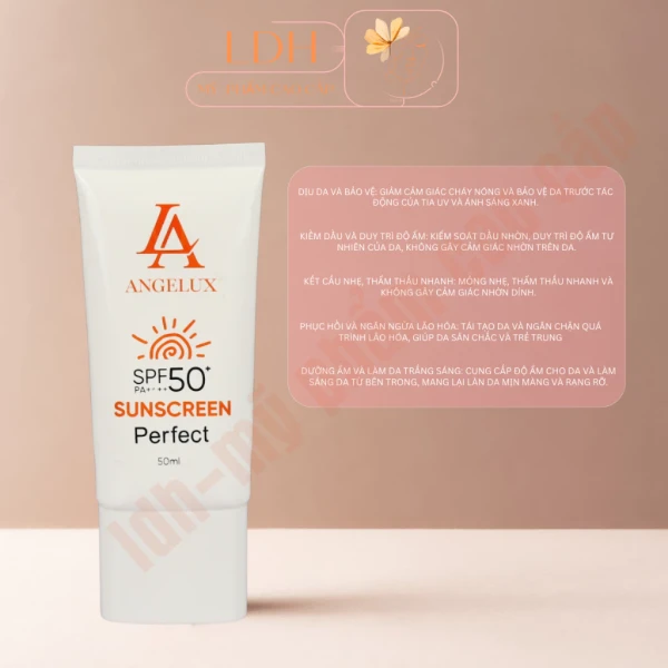 Hình ảnh sản phẩm Kem chống nắng ANGELUX SPF 50+ kiềm dầu nâng tone 50ml giá chỉ 225k
