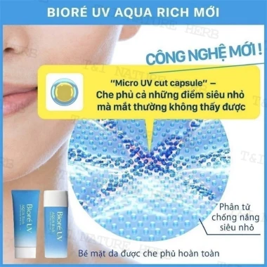 Kem Chống Nắng Biore UV Aqua Rich 70ml - Dưỡng Ẩm, Không Nhờn Rít, Giá Tốt 139k 8