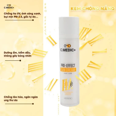 Kem Chống Nắng C.MEDIC+ PRO EFFECT SUN CREAM SPF50 Giảm 12% - Chỉ 395.000đ 30ml Bảo Vệ Da Khỏi Tia UV 3