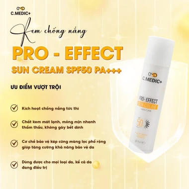 Kem Chống Nắng C.MEDIC+ PRO EFFECT SUN CREAM SPF50 Giảm 12% - Chỉ 395.000đ 30ml Bảo Vệ Da Khỏi Tia UV 4