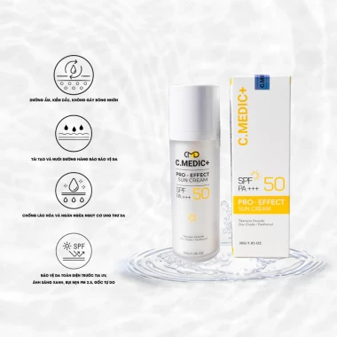 Kem Chống Nắng C.MEDIC+ PRO EFFECT SUN CREAM SPF50 Giảm 12% - Chỉ 395.000đ 30ml Bảo Vệ Da Khỏi Tia UV 6