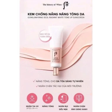 Kem Chống Nắng Dưỡng Trắng Da Whoo Radiant White Tone Up - Giảm 23% còn 30k 5