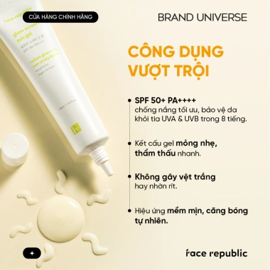 Kem Chống Nắng Gel Face Republic Glow Screen SPF50+ PA++++ 40ml - Sáng Da, Giá chỉ 460.000 2