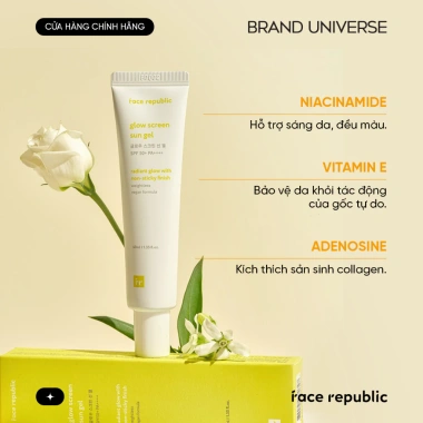 Kem Chống Nắng Gel Face Republic Glow Screen SPF50+ PA++++ 40ml - Sáng Da, Giá chỉ 460.000 4