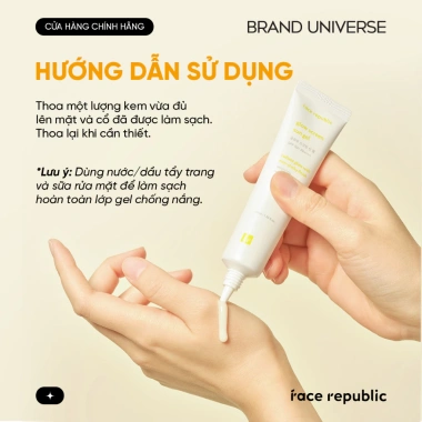 Kem Chống Nắng Gel Face Republic Glow Screen SPF50+ PA++++ 40ml - Sáng Da, Giá chỉ 460.000 5