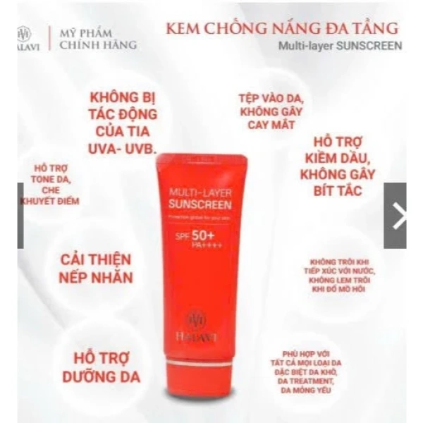 Hình ảnh sản phẩm Kem chống nắng HALAVI HÀN QUỐC SPF50+ PA++++nâng tone nhẹ–Kiềm dầu–Không bết rít–Bảo vệ da toàn diện+QUÀ TẶNG BẤT NGỜ