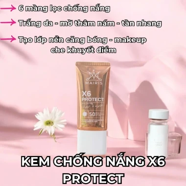 Kem Chống Nắng Mairis X6 SPF50+ PA++++ 6 Màng Lọc Dưỡng Sáng Da Giá Rẻ 225k 5 Kem Chống Nắng Mairis X6 SPF50+ PA++++ 6 Màng Lọc Dưỡng Sáng Da Giá Rẻ 225k 5
