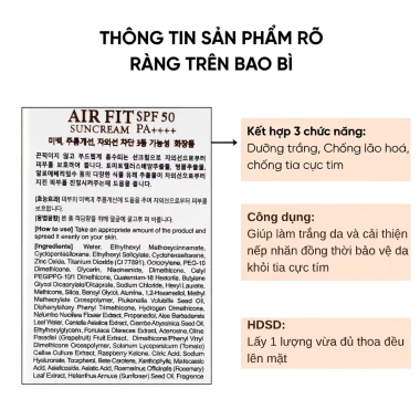 Kem Chống Nắng Nâng Tone Sáng Da AirFit 50ml Giá Cực Sốc Chỉ 350k Thay Vì 441k 9 Kem Chống Nắng Nâng Tone Sáng Da AirFit 50ml Giá Cực Sốc Chỉ 350k Thay Vì 441k 9