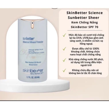 Kem Chống Nắng Sunbetter SHEER SPF 70 50ml Giảm 361.000đ - Bảo Vệ Da Tối Ưu Chỉ 1.690.000đ 3 Kem Chống Nắng Sunbetter SHEER SPF 70 50ml Giảm 361.000đ - Bảo Vệ Da Tối Ưu Chỉ 1.690.000đ 3