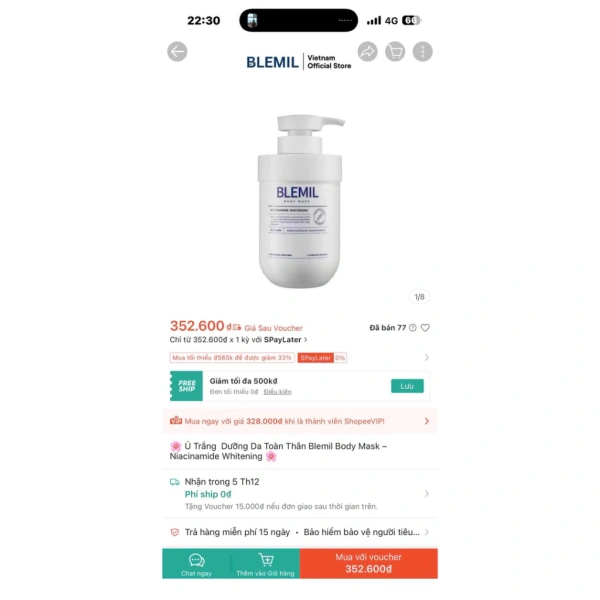 Hình ảnh sản phẩm Kem Dưỡng Toàn Thân Blemil Body Mask Niacinamide Whitening - Đánh Trắng Sáng Da, Giá Ưu Đãi 295k