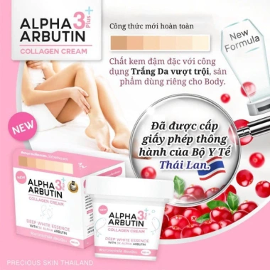 Kem Dưỡng Trắng Da Body Alpha Arbutin Collagen Cream 3 Plus 100g Thái Lan – Da mịn, sáng, ẩm sâu 3