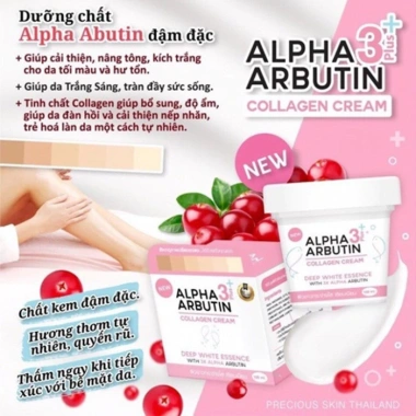 Kem Dưỡng Trắng Da Body Alpha Arbutin Collagen Cream 3 Plus 100g Thái Lan – Da mịn, sáng, ẩm sâu 4