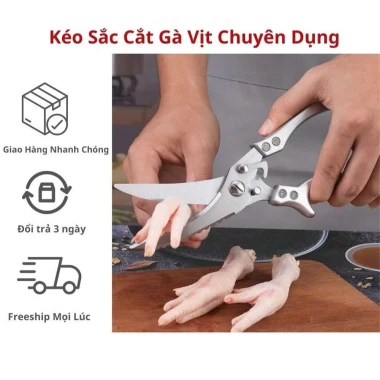 Kéo cắt gà cao cấp nhập khẩu từ NHẬT BẢN-Bằng thép trắng đúc nguyên khối 3