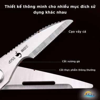 Kéo Cắt Gà Đa Năng Inox 304 SSGP, Kéo Bếp Cắt Xương, Đánh Vảy Cá, Kẹp Càng Cua, Mở Nắp Bia, Tay Cầm Chống Trượt 5