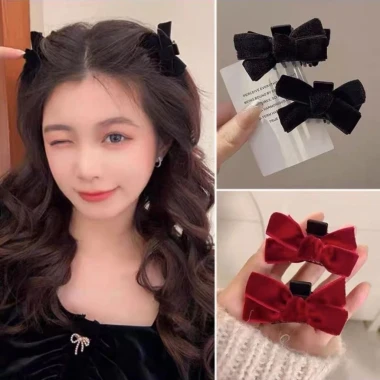 Kẹp Tóc Mái Hình Nơ Hàn Quốc Cute - Set 2 Chiếc Giá Rẻ Chỉ 17.500Đ