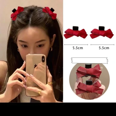 Kẹp Tóc Mái Hình Nơ Hàn Quốc Cute - Set 2 Chiếc Giá Rẻ Chỉ 17.500Đ