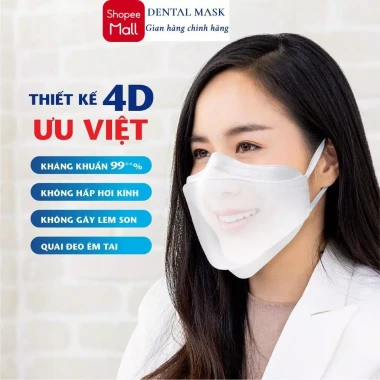 Khẩu trang 4D KF94 4 lớp kháng khuẩn chống UV - Tặng 10 cái - Giá chỉ 105000đ 5