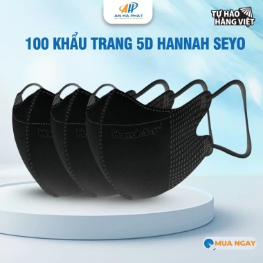 Khẩu trang 5D Hannah Seyo AHP 3 lớp kháng khuẩn chống bụi mịn UV giá chỉ 98k/thùng 600cái 10 Khẩu trang 5D Hannah Seyo AHP 3 lớp kháng khuẩn chống bụi mịn UV giá chỉ 98k/thùng 600cái 10