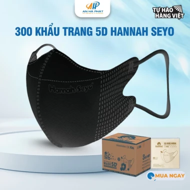 Khẩu trang 5D Hannah Seyo AHP 3 lớp kháng khuẩn chống bụi mịn UV giá chỉ 98k/thùng 600cái 12 Khẩu trang 5D Hannah Seyo AHP 3 lớp kháng khuẩn chống bụi mịn UV giá chỉ 98k/thùng 600cái 12