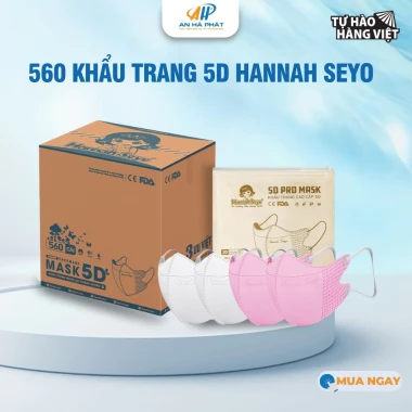 Khẩu trang 5D Hannah Seyo AHP 3 lớp kháng khuẩn chống bụi mịn UV giá chỉ 98k/thùng 600cái 24 Khẩu trang 5D Hannah Seyo AHP 3 lớp kháng khuẩn chống bụi mịn UV giá chỉ 98k/thùng 600cái 24