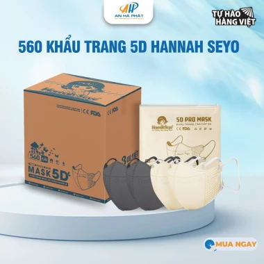 Khẩu trang 5D Hannah Seyo AHP 3 lớp kháng khuẩn chống bụi mịn UV giá chỉ 98k/thùng 600cái 26 Khẩu trang 5D Hannah Seyo AHP 3 lớp kháng khuẩn chống bụi mịn UV giá chỉ 98k/thùng 600cái 26