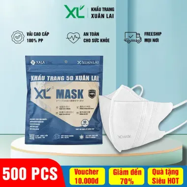 Khẩu trang y tế 5D Xuân Lai, 500 Chiếc Khẩu trang XL MASK Dành Cho Người Lớn 3 Lớp Vải Kháng Khuẩn 2