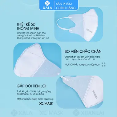 Khẩu trang y tế 5D Xuân Lai, 500 Chiếc Khẩu trang XL MASK Dành Cho Người Lớn 3 Lớp Vải Kháng Khuẩn 6
