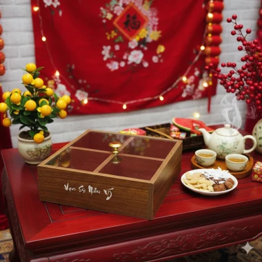 Khay đựng bánh kẹo Tết 2.026 khắc tên theo yêu cầu - hộp mứt, hạt dưa, bí, trái cây, giảm giá