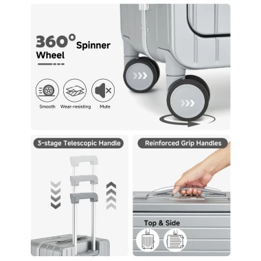 Khung nhôm Vali Hành lý Sea Choice 2040 size 20''24'28'' nhựa PC có Cổng USB Giá để cốc Khoá TSA & day kéo YKK chống bể 5 Khung nhôm Vali Hành lý Sea Choice 2040 size 20''24'28'' nhựa PC có Cổng USB Giá để cốc Khoá TSA & day kéo YKK chống bể 5