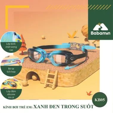 Kính Bơi Trẻ Em Cao Cấp 3-12 Tuổi - Mắt Kính Bơi Trong Suốt Có Bịt Tai & Hộp Đựng Giảm Giá 3