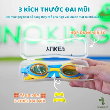 Kính Bơi Trẻ Em DINOKING Chống Mờ Cao Cấp - Combo Kính Mũ Bơi Cho Bé Trai Gái Giá Rẻ 65k 9