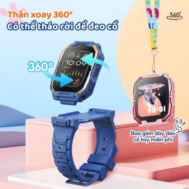 Kiumo Đồng Hồ Trẻ Em 4G GPS SOS Video HD Camera Kép Chống Nước Theo Dõi Sức Khỏe Cho Bé Trai Và Bé Gái 6-18 Tuổi 3