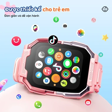 Kiumo Đồng Hồ Trẻ Em 4G GPS SOS Video HD Camera Kép Chống Nước Theo Dõi Sức Khỏe Cho Bé Trai Và Bé Gái 6-18 Tuổi 6