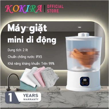 KOKIRA RH808 Máy giặt mini đồ lót bé – Kháng khuẩn 99%, Bảo hành 1 năm, Giá ưu đãi 390.000₫
